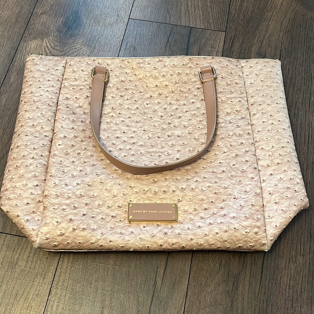 Marc by Marc Jacobs faux ostrich pink tote bag